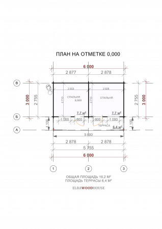 Одноэтажный садовый домик 6х4.1 м, 16.2 кв. м, с террасой