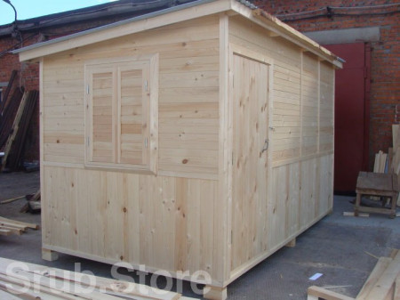 Бытовка со ставнями на окнах 2,3х4 м, крыша - рубероид