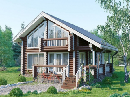 Дом с мансардой из бревна 9х11,5 м (141 кв.м)