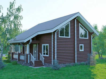 Дом с мансардой из бревна 9х11,5 м (141 кв.м)