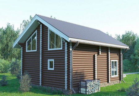 Дом с мансардой из бревна 9х11,5 м (141 кв.м)