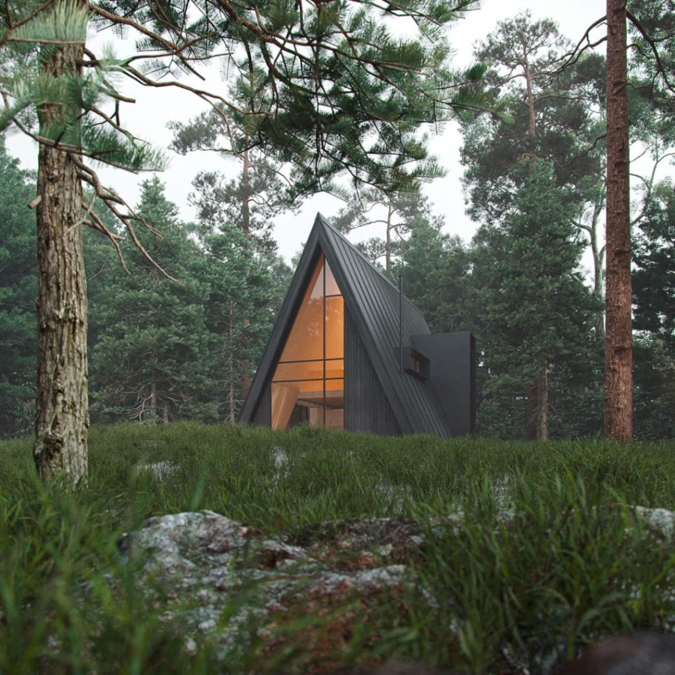 Двухэтажный A-Frame дом 22x9 метра, 200 кв. м