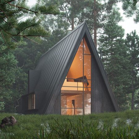 Двухэтажный A-Frame дом 22x9 метра, 200 кв. м