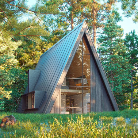 Двухэтажный A-Frame дом 22x9 метра, 200 кв. м