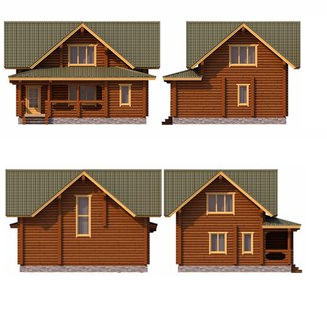 Дом с мансардой из бревна 8,4х9,4 м (108,8 кв.м)