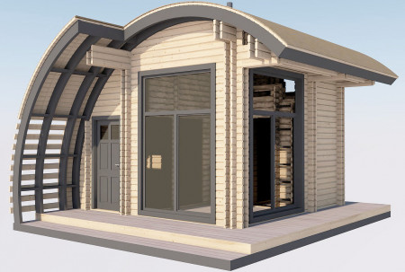 Баня из двойного бруса в современном стиле 6.1х4.7 м, 14.5 кв. м 