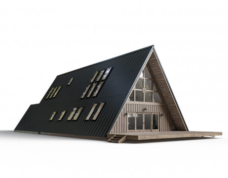 Двухэтажный A-Frame дом 27x11 м, 243 кв. м с гаражом