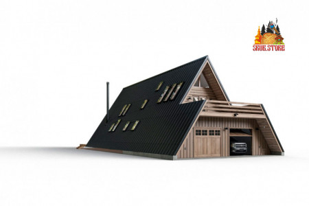 Двухэтажный A-Frame дом 27x11 м, 243 кв. м с гаражом
