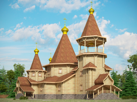 Большая церковь из бревна 625,34 кв.м