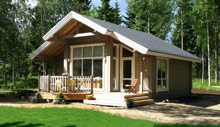 Баня с террасой из двойного бруса, 8.3х3.9 м, 27 кв. м 