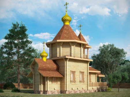 Церковь из бревна 80,68 кв.м