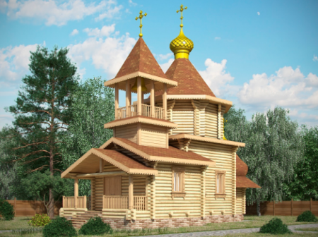 Церковь из бревна 80,68 кв.м