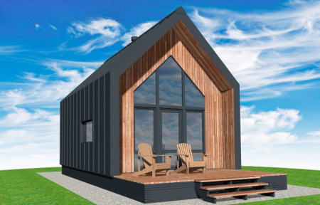 Двухэтажная баня БарнХаус 4,5х2,7 м, 37 м2 с открытой террасой