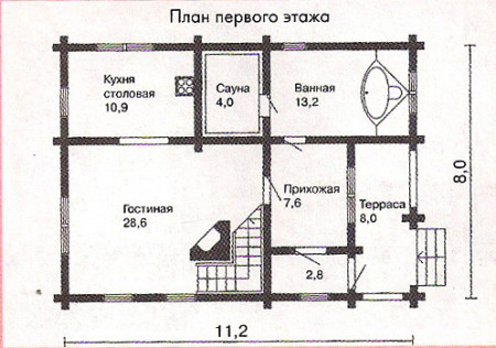 Сруб дома 122 м2