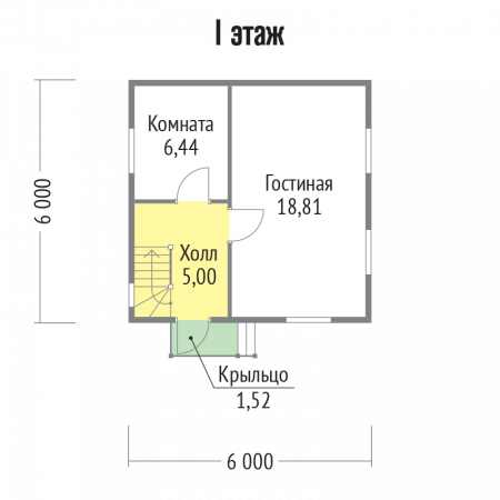Каркасный дом в стиле фахверк 6х6м, 47 кв. м, с мансардой