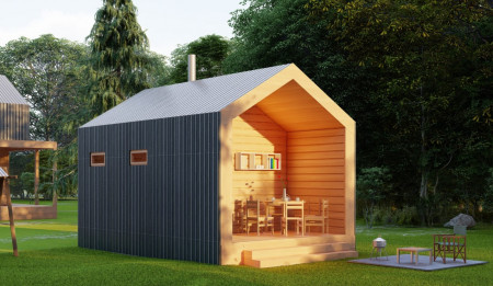 Барн баня 6х4 м, 20 м2 с террасой