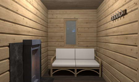 Барн баня 6х4 м, 20 м2 с террасой