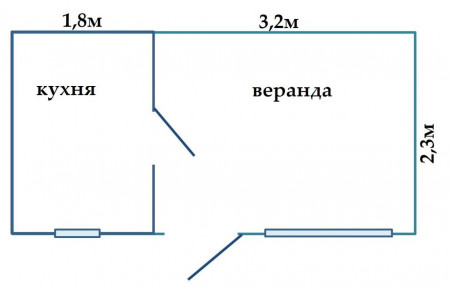 Летняя кухня с застекленной верандой 2,3х5 м