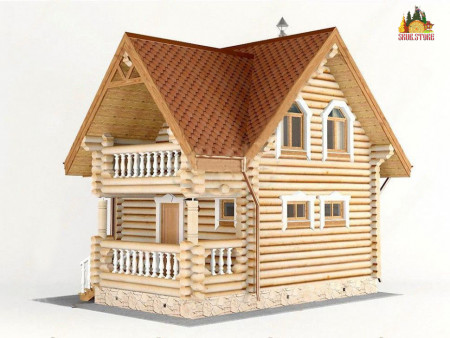 Сруб бани с мансардой, 7.3 на 5.4 м, 45 кв.м