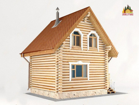 Сруб бани с мансардой, 7.3 на 5.4 м, 45 кв.м