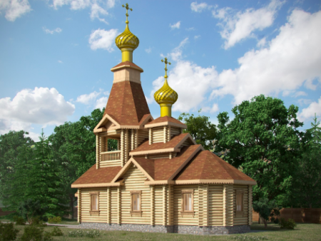 Церковь из оцилиндрованного бревна бревна 88,88 кв.м