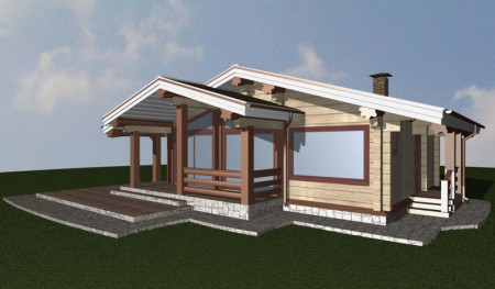 Проект бани с панорамным остеклением, 86 м2