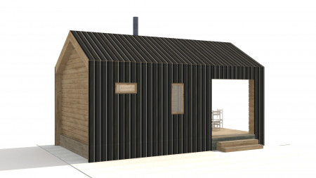 Баня БарнХаус 7х4 м, 24 м2 с крытой террасой