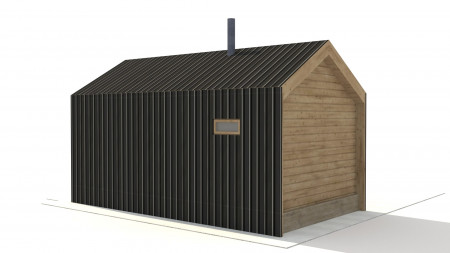 Баня БарнХаус 7х4 м, 24 м2 с крытой террасой