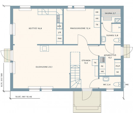 Каркасный дом 11х8.3 м, 94 кв. м, с мансардой