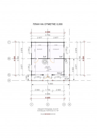 Садовый домик из минибруса с мансардой 7х6 м, 51.5 кв. м 