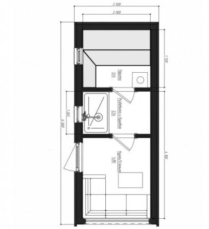 Мини БарнХаус 1 этаж 6х2 м, 11 м.кв