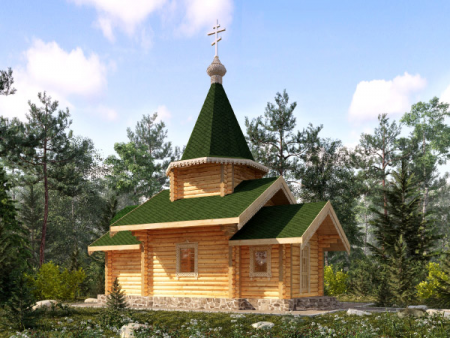Часовня из бревна 36,9 кв.м