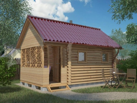 Баня из бревна 3х5,5 м (12 кв.м)
