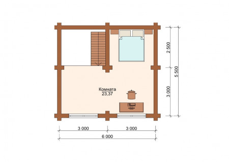 Сруб дома с мансардой 83,27 м2