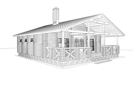 Проект одноэтажного дачного дома 9.6 х7.7м, 62 кв. м, с парной (ПДД-016) 