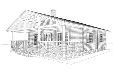 Проект одноэтажного дачного дома 9.6 х7.7м, 62 кв. м, с парной (ПДД-016) 