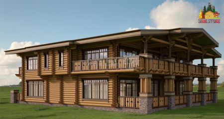 Сруб двухэтажной гостиницы 296 кв.м (9 номеров)