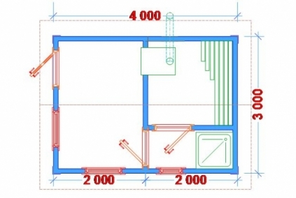 Баня из бруса 3х4 м (12 кв. м)