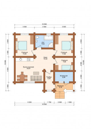 Сруб одноэтажного дома 80,94 м2