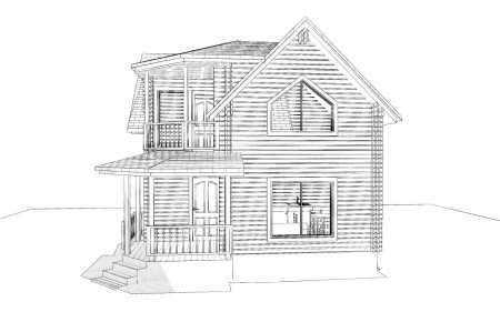 Проект дачного дома 6.8х 6.8м, 52 кв. м, с мансардой (ПДД-014)  