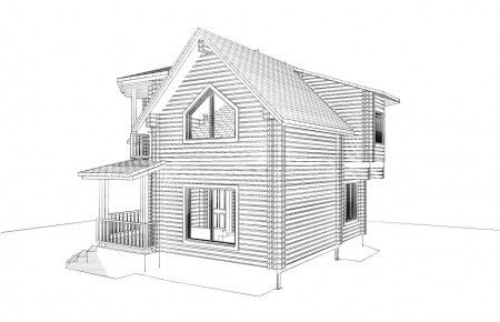 Проект дачного дома 6.8х 6.8м, 52 кв. м, с мансардой (ПДД-014)  