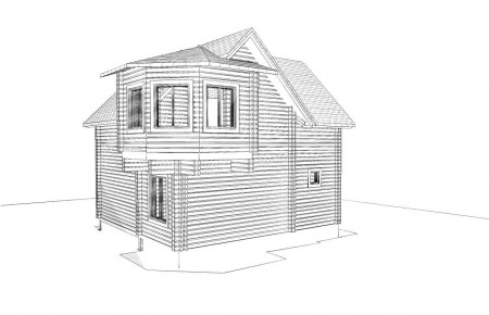 Проект дачного дома 6.8х 6.8м, 52 кв. м, с мансардой (ПДД-014)  
