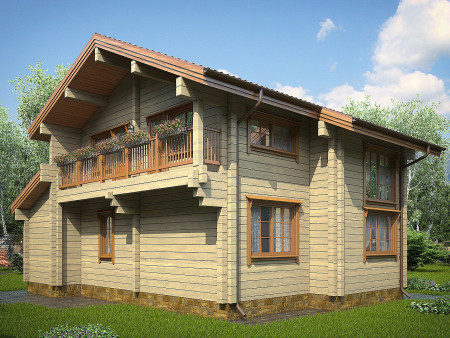 Двухэтажный загородный дом из клеёного бруса со вторым светом, 171 м2