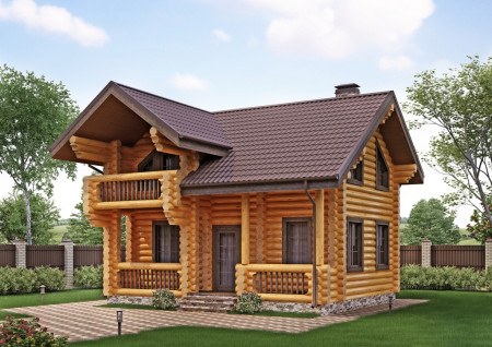 Сруб двухэтажного дома 79,84 м2 с террасой