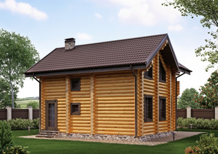 Сруб двухэтажного дома 79,84 м2 с террасой