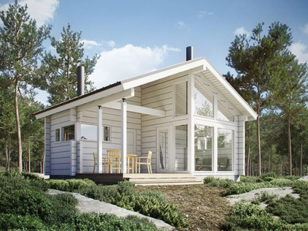 Баня с мансардой из двойного бруса, 7.4х5.9 м, 50 кв. м 