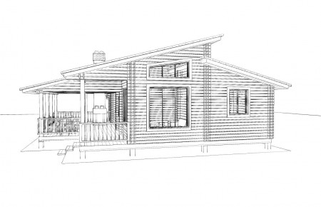 Проект одноэтажного дачного дома 10.5х9.2 м, 52 кв. м, с большой террасой (ПДД-013)   
