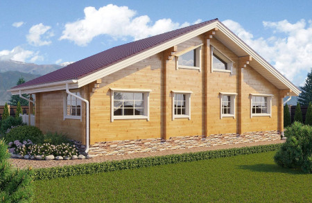 Двухэтажный загородный дом из клеёного бруса с террасой, 163 м2