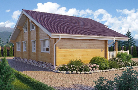 Двухэтажный загородный дом из клеёного бруса с террасой, 163 м2