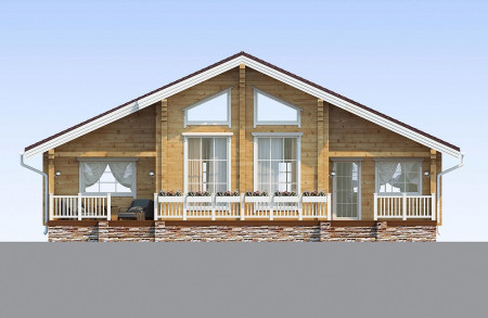 Двухэтажный загородный дом из клеёного бруса с террасой, 163 м2